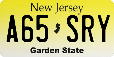 NJ license plate A65SRY