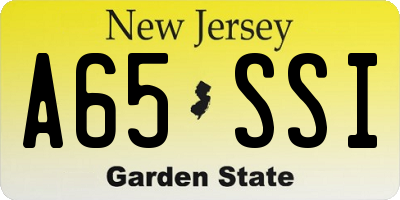 NJ license plate A65SSI