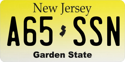 NJ license plate A65SSN