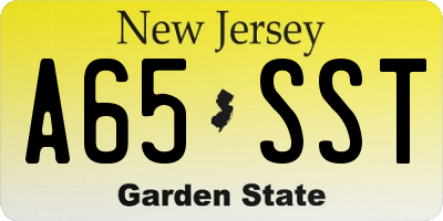 NJ license plate A65SST