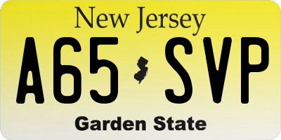 NJ license plate A65SVP