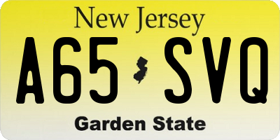 NJ license plate A65SVQ