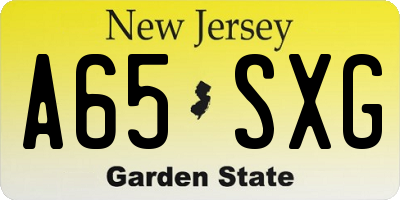 NJ license plate A65SXG