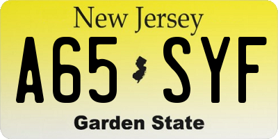 NJ license plate A65SYF