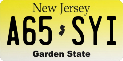 NJ license plate A65SYI