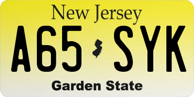 NJ license plate A65SYK