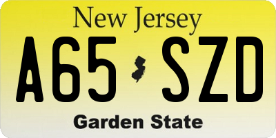 NJ license plate A65SZD