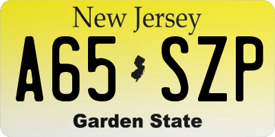 NJ license plate A65SZP