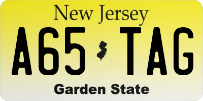 NJ license plate A65TAG
