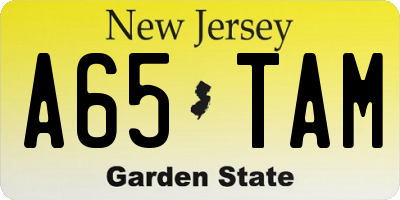 NJ license plate A65TAM