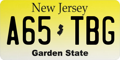 NJ license plate A65TBG