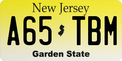 NJ license plate A65TBM