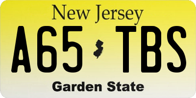 NJ license plate A65TBS