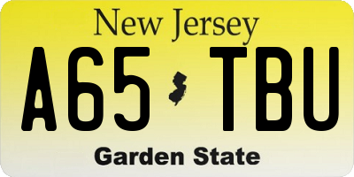 NJ license plate A65TBU