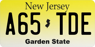 NJ license plate A65TDE