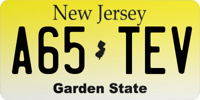 NJ license plate A65TEV
