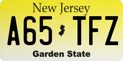 NJ license plate A65TFZ