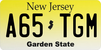 NJ license plate A65TGM