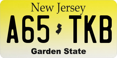 NJ license plate A65TKB