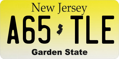 NJ license plate A65TLE