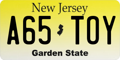 NJ license plate A65TOY