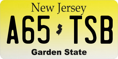 NJ license plate A65TSB