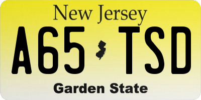 NJ license plate A65TSD