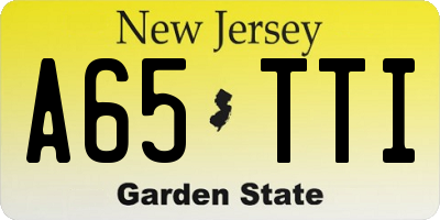 NJ license plate A65TTI