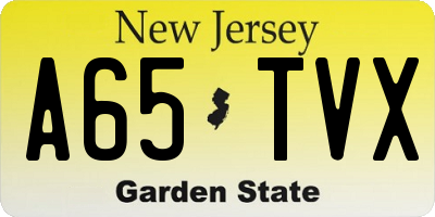 NJ license plate A65TVX
