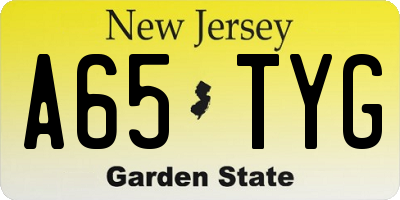 NJ license plate A65TYG