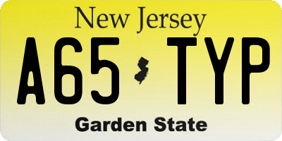 NJ license plate A65TYP