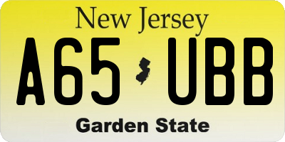 NJ license plate A65UBB