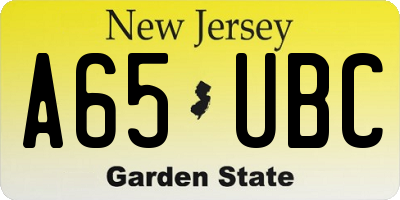 NJ license plate A65UBC