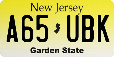 NJ license plate A65UBK
