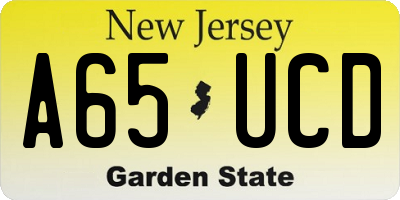 NJ license plate A65UCD