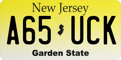 NJ license plate A65UCK