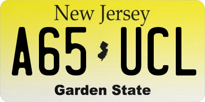 NJ license plate A65UCL