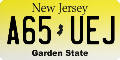 NJ license plate A65UEJ
