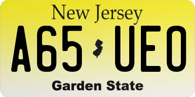 NJ license plate A65UEO