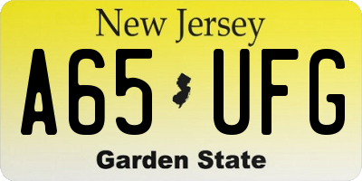 NJ license plate A65UFG