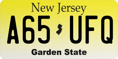 NJ license plate A65UFQ