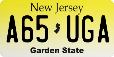 NJ license plate A65UGA
