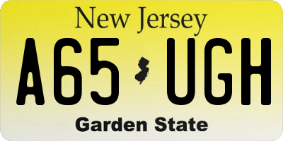 NJ license plate A65UGH