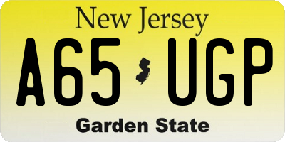 NJ license plate A65UGP
