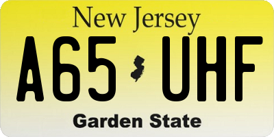 NJ license plate A65UHF
