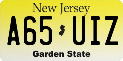 NJ license plate A65UIZ
