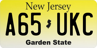 NJ license plate A65UKC