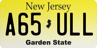 NJ license plate A65ULL