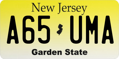NJ license plate A65UMA