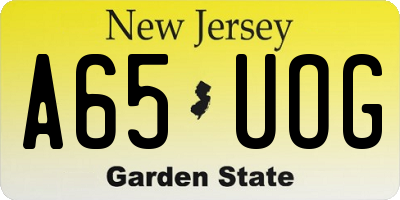 NJ license plate A65UOG